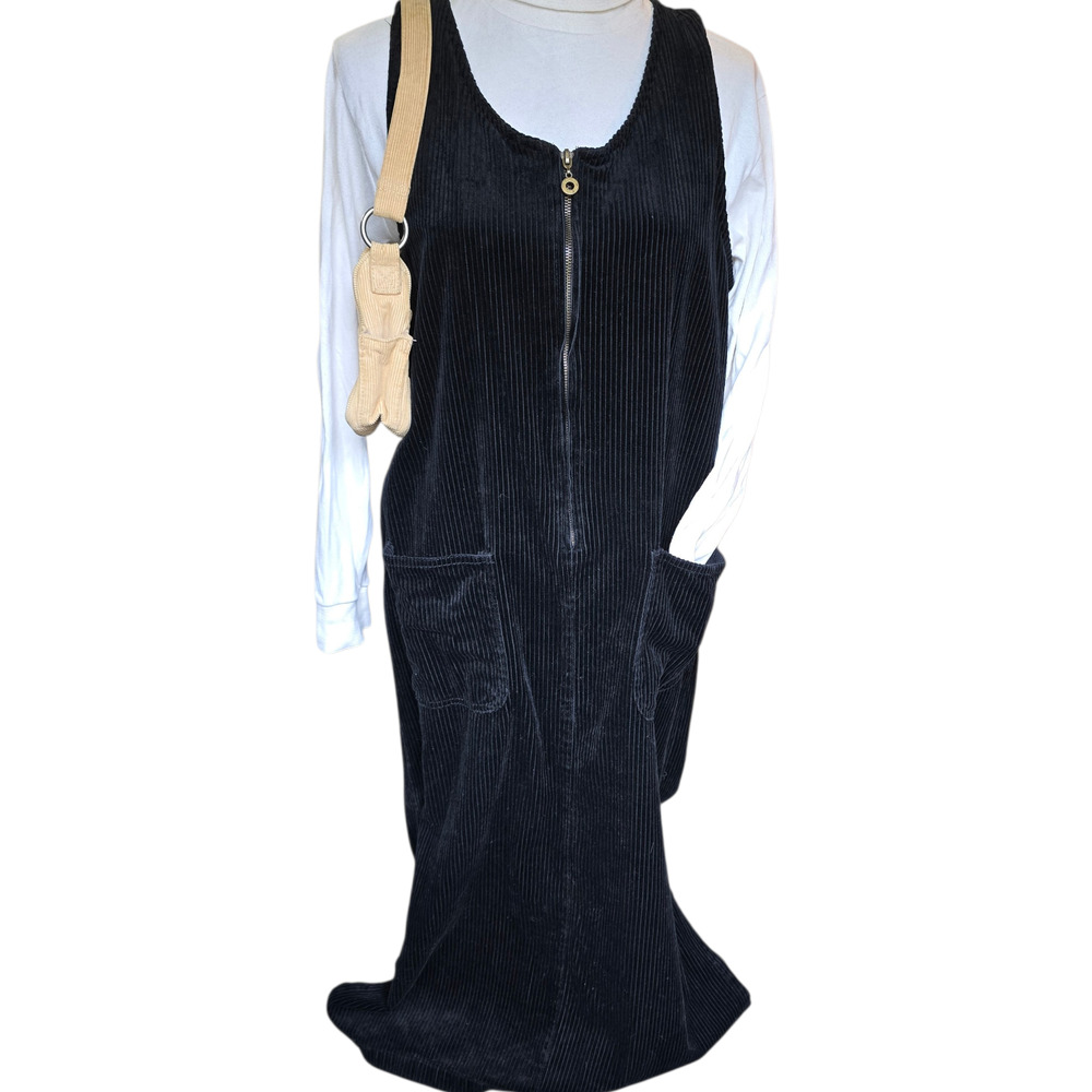 Vintage Crossroads 100% Cotton Black Corduroy Dress Size M
